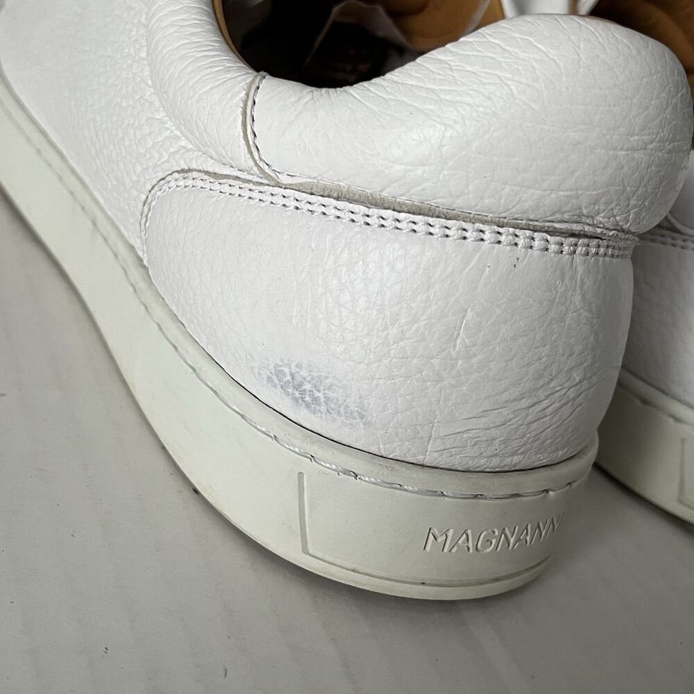 Magnanni Leve Mens Size 11 White Leather Sneakers Low Top Lace Up Casual Shoes - Picture 13 of 15